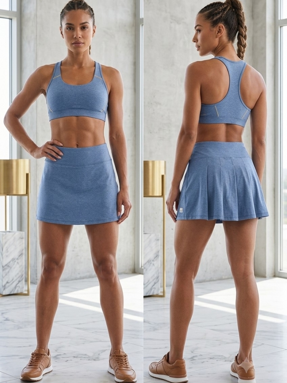 Vuori Halo Performance Skort Size S Heather Blue Pleated Tennis Athletic Skirt
